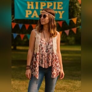 Self-esteem Crochet Floral Boho Festival Vest